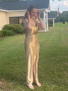 Elegant Gold Satin Gown